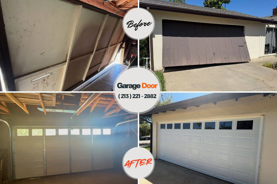 Before and after: garage door repair Battle Ground, IN